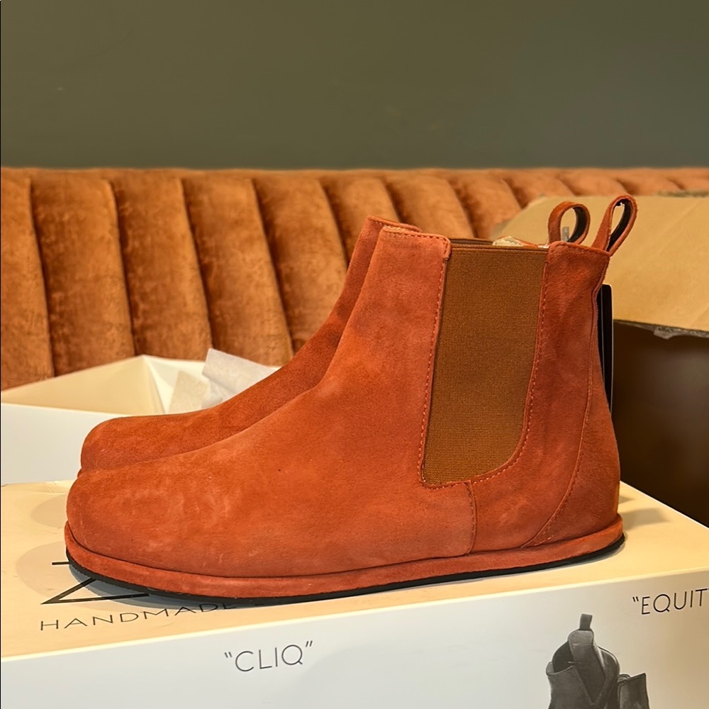 Rust Suede Barefoot Chelsea Boots